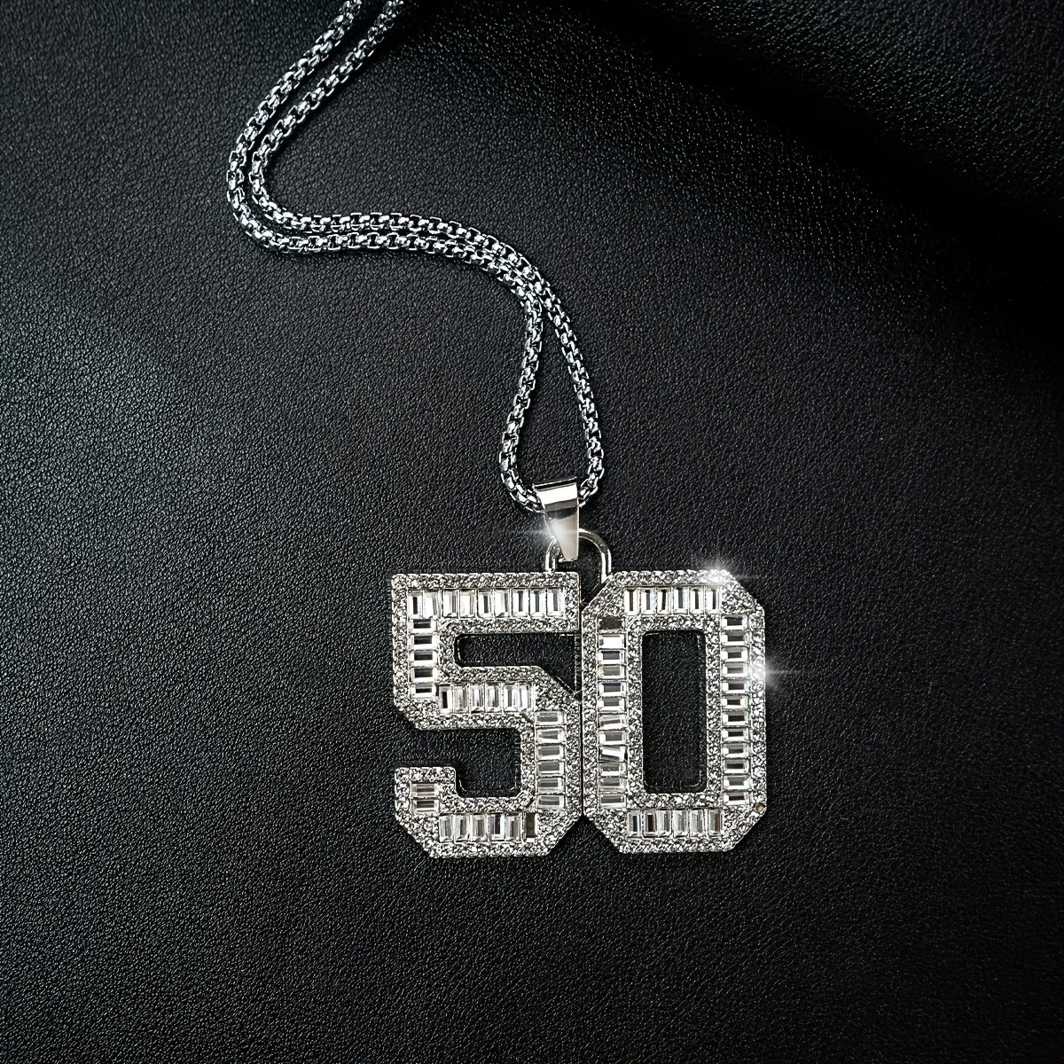 Punk Hip Hop Silver Rhinestone Letter Necklace