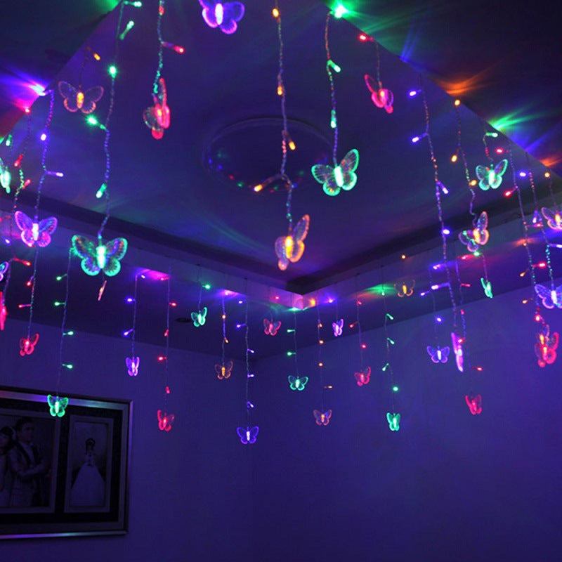 48 LED USB Curtain Lights 8 Modes Waterproof 10 Butterflies for Christmas Decor