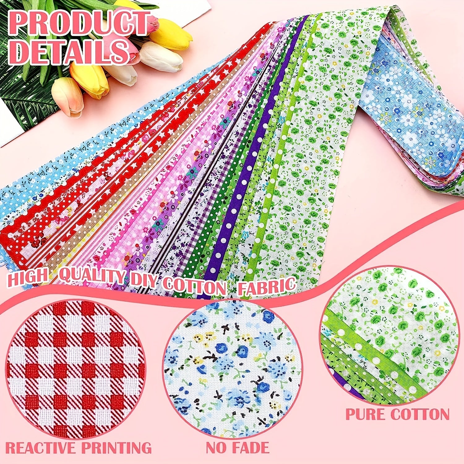 40pcs Cotton Solids Fabric Patchwork Roll for DIY Craft 6x48cm