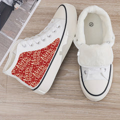 Merry Christmas Plush Lined Chunky Canvas Sneakers