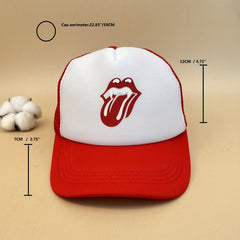 Red Lip Print Trucker Hat Sunshade Baseball Cap Lightweight Dad Hats Women