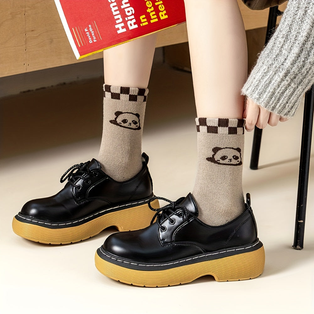 6 Pairs Cartoon Animal Print Socks Women's Mid Tube Stockings