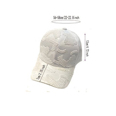 Rhinestone Decor Adjustable Baseball Cap Solid Cotton Sunscreen Dad Hats