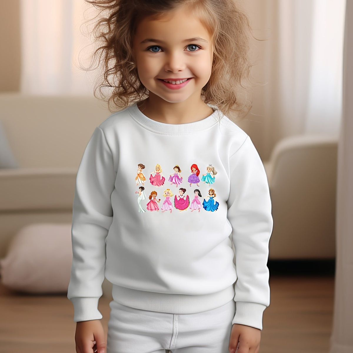 OERYUI Cartoon Princesses Print Pullover Top Kids Clothes Spring Fall