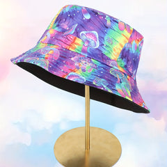 Magic Mushroom Reversible Bucket Hat Hip Hop Printed Basin Hat Sunscreen Fisherm