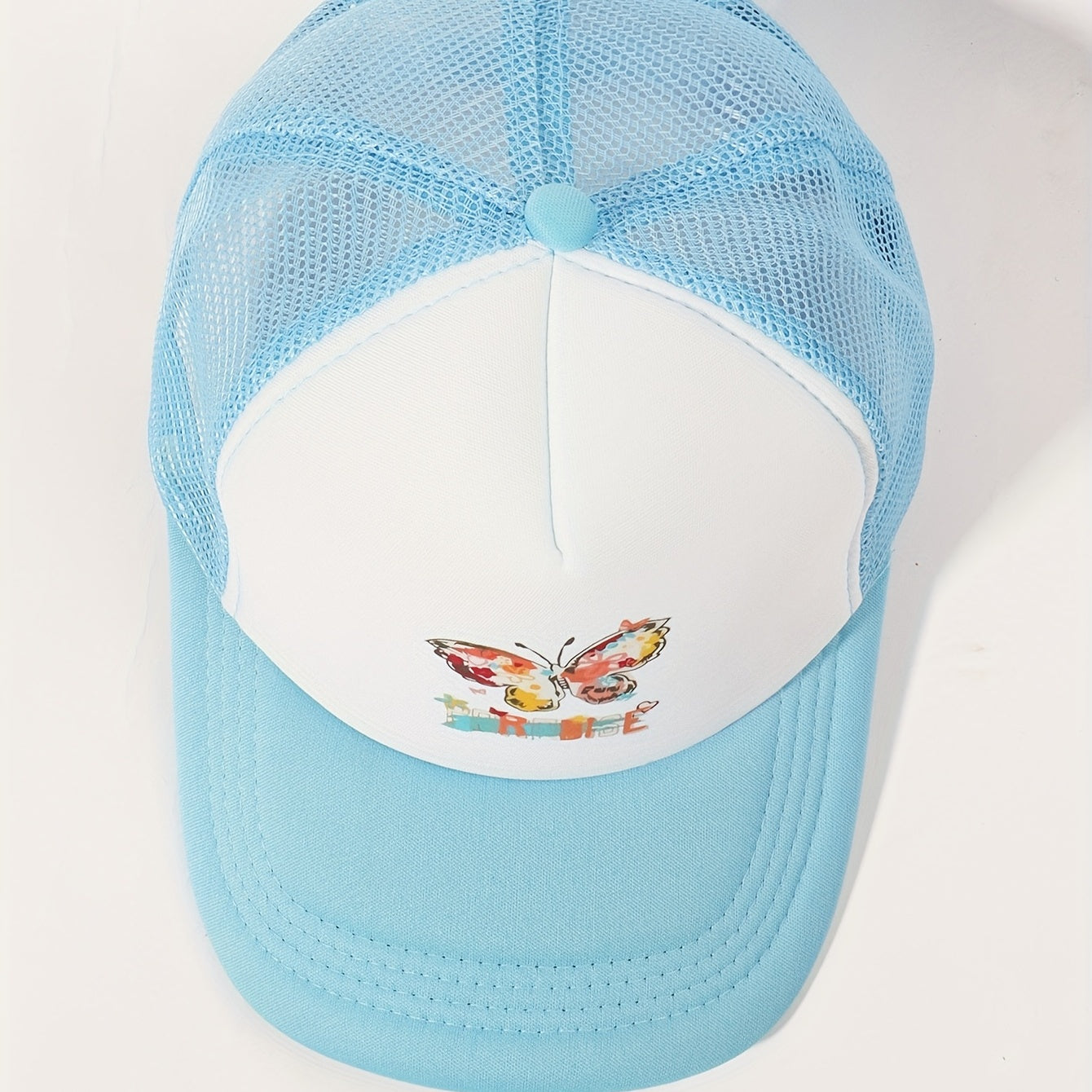 Butterfly Print Trucker Hat & Block Baseball Cap Adjustable Mesh Dad Hats