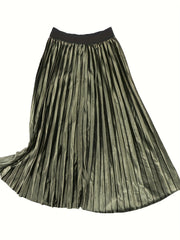  High Rise Velvet Pleated Maxi Skirt