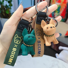 Cute French Bulldog Keychain PVC Cartoon Style