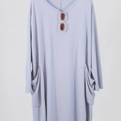  Casual Dress Women's Long Sleeve Loose Dress With Pockets