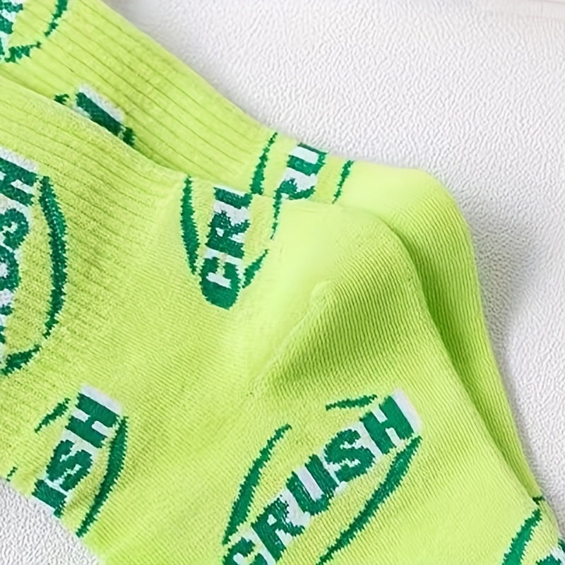 4 Pairs Letter Print Socks Crew Sports Stocking