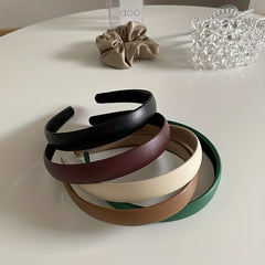 Minimalist Leather Hair Hoop Wide Elastic Anti Slip Hair Band