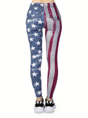 American Flag Print Leggings High Waist Slim Fit Women's Clothing