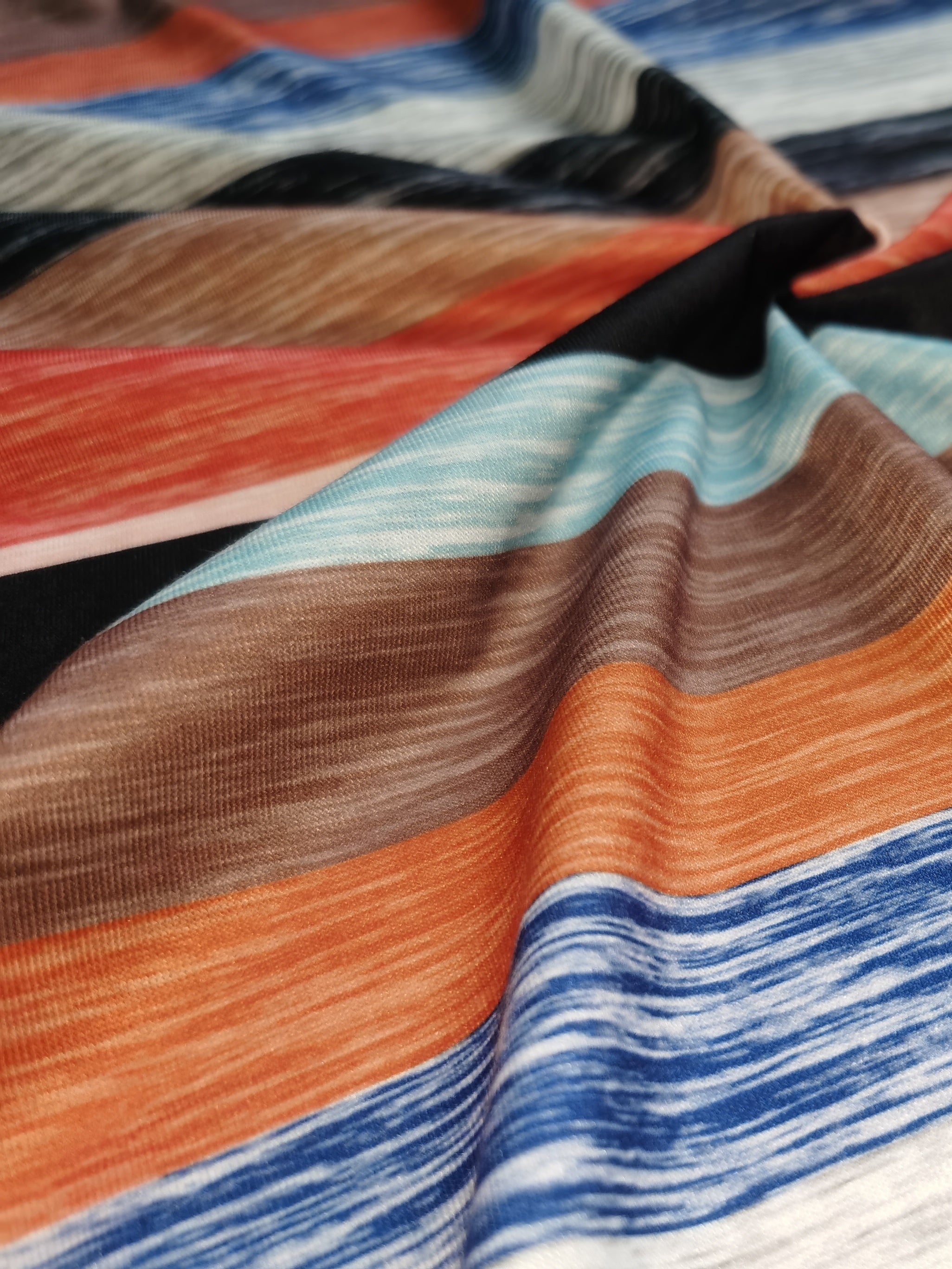  Colorblock Stripe Print Open Front Cardigan