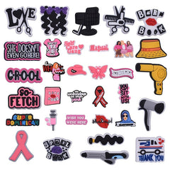33pcs Cartoon Pink Clog Sandal Decorations Shoe Charms for Kids & Adults