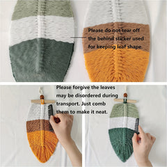 Boho Leaf Macrame Wall Hanging with Wooden Bead