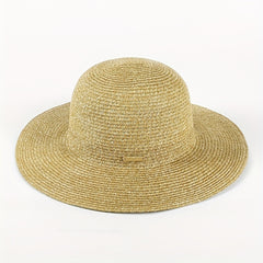 Khaki Casual Straw Sun Hat UV Protection Fedora Cap