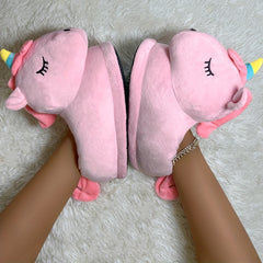 Women's Cozy Pony Novelty Slippers Warm Plush Indoor Non Slip Slippers