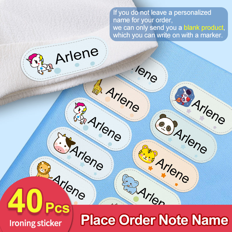 60 Iron-On Name Stickers for School Uniforms - Custom Washable Labels