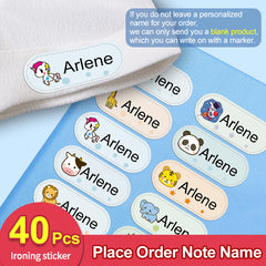 60 Iron-On Name Stickers for School Uniforms - Custom Washable Labels