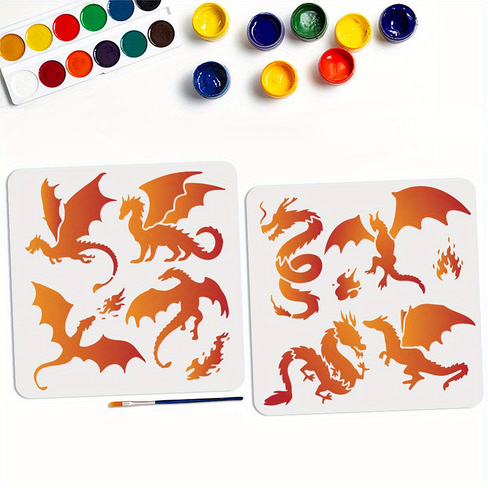 Autumn Theme Drawing Stencils with Paint Brushes