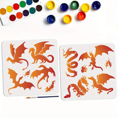 Autumn Theme Drawing Stencils with Paint Brushes