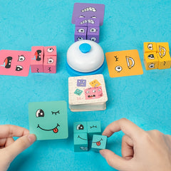 Magic Face Changing Wooden Cube Building Blocks Set