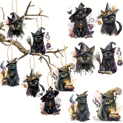 6pc Spooky Halloween Cat Tree Ornaments - Frightening Home Decor