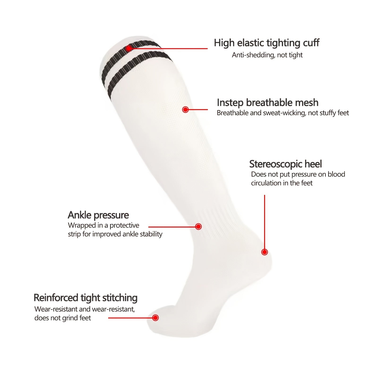 High Top Soccer Socks for Men and Women One Size Fits All 6 10