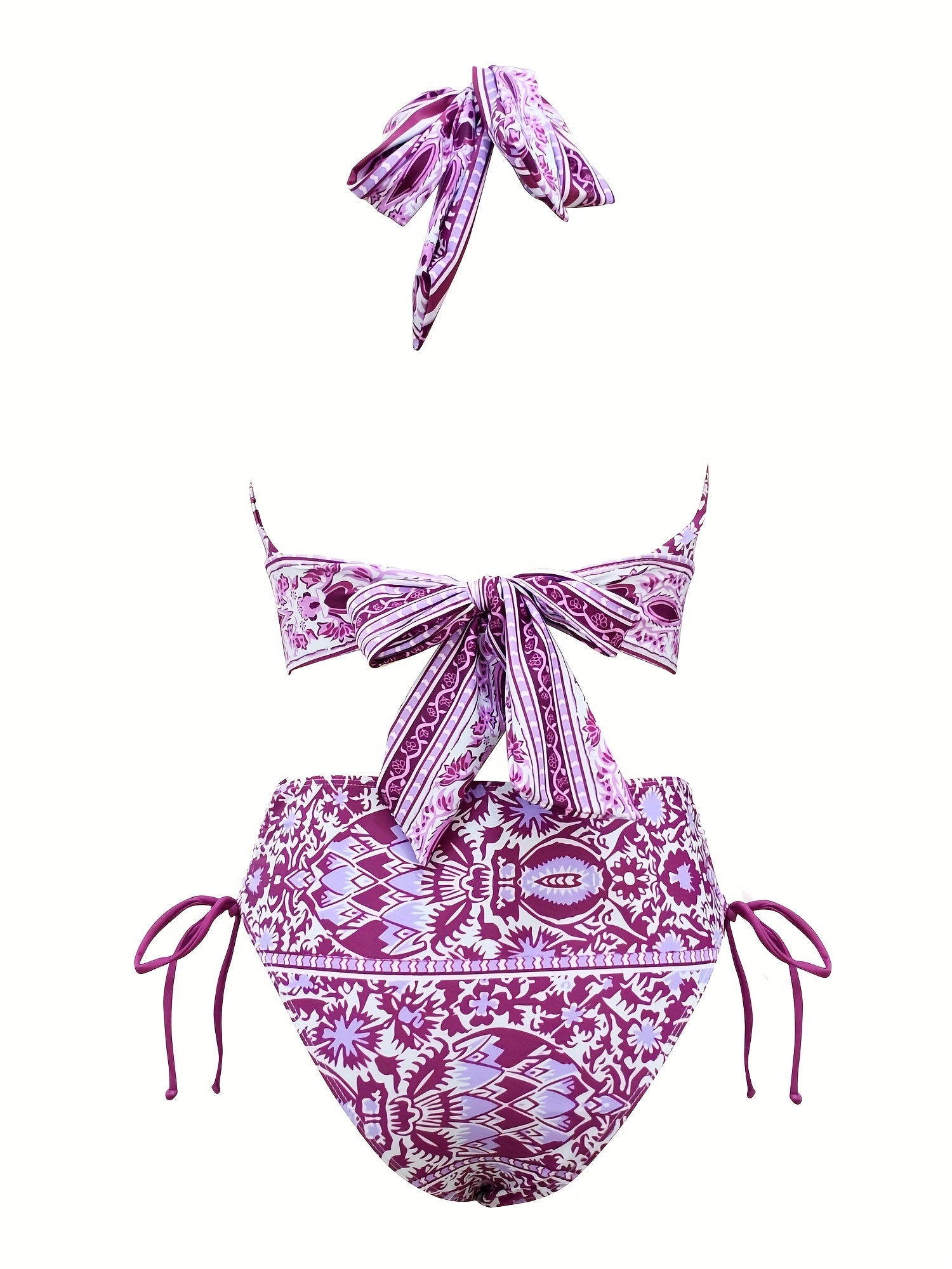 Criss Cross Halter Neck Bikini Set Backless Tie Side High Cut 2PC Swimsuit