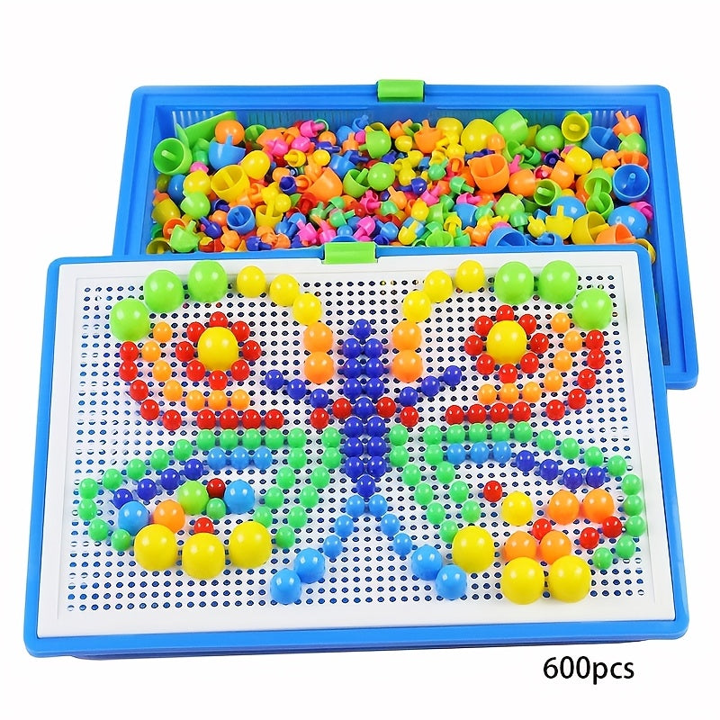 Colorful Mushroom Peg Puzzle Building Blocks Game Enhances Cognitive Skills