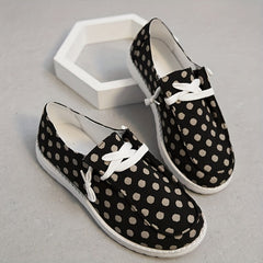 Women's Polka Dot Pattern Canvas Shoes Casual Lace Up Outdoor Shoes