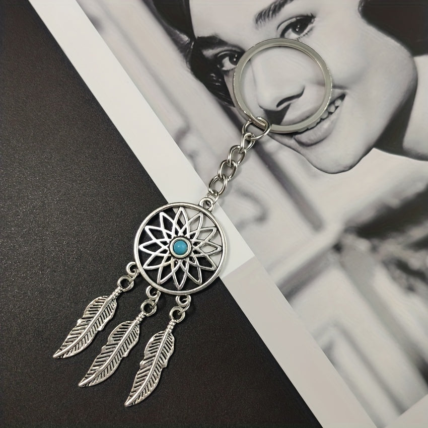 Dream Catcher Leaf Feather Tassel Keychain Jewelry