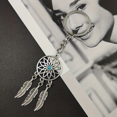Dream Catcher Leaf Feather Tassel Keychain Jewelry