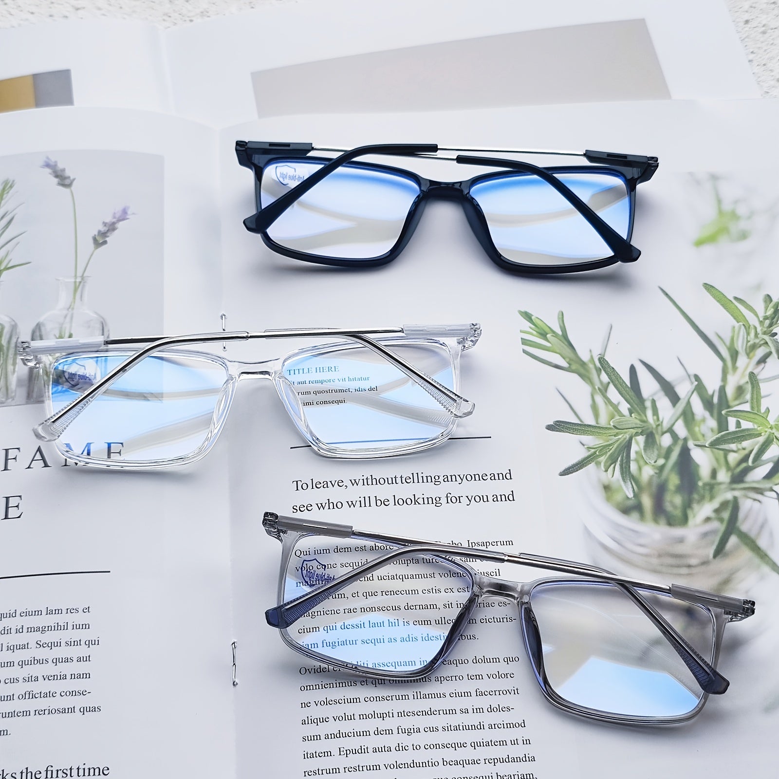 Square Anti Light Glasses Metal Frame