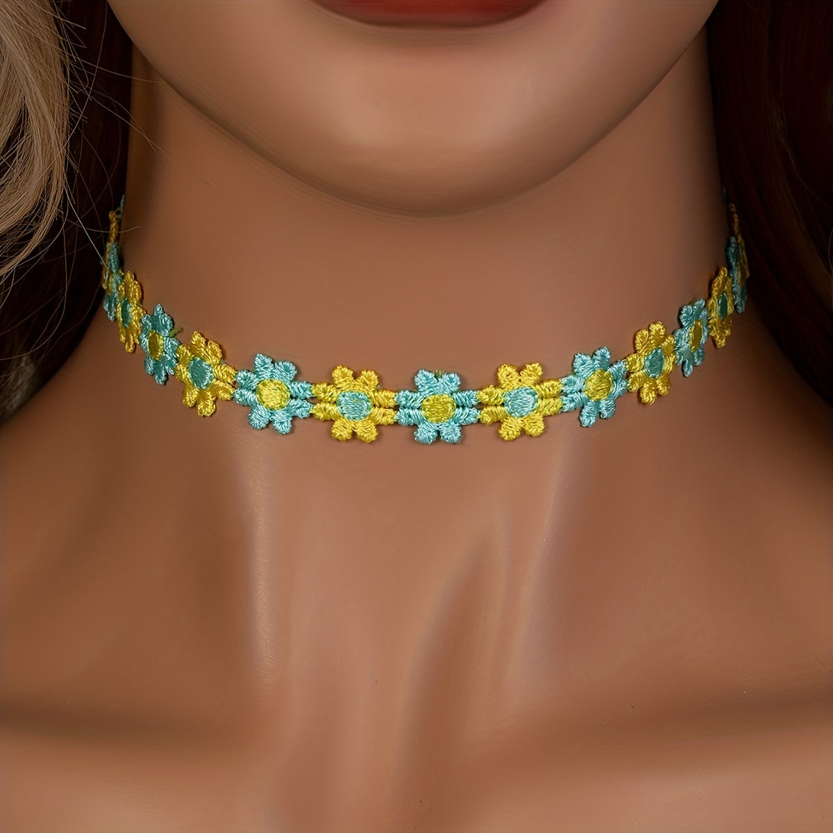Colorful Flower Fabric Ladies Choker Necklace - Party Favors