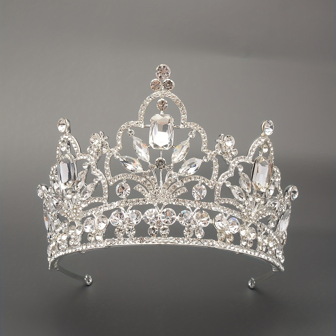 Silver Rhinestone Crown for Bride's Headwear Wedding Jewelry