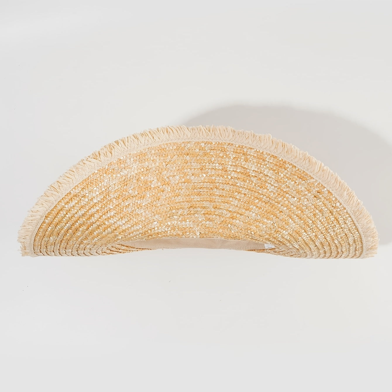 Women's Flat Top Straw Hat Fur Edge Beach Sunshade