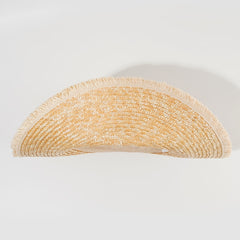 Women's Flat Top Straw Hat Fur Edge Beach Sunshade