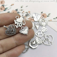 20pcs Antique Silver Heart Charms Pendants DIY Jewelry Making Findings