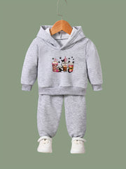Coffee Print 2pcs Girls Outfits For Sports Spring Fall Outdoor Gift