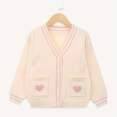Girls Twist Knit V Neck Button Cardigan Sweater For Fall Winter