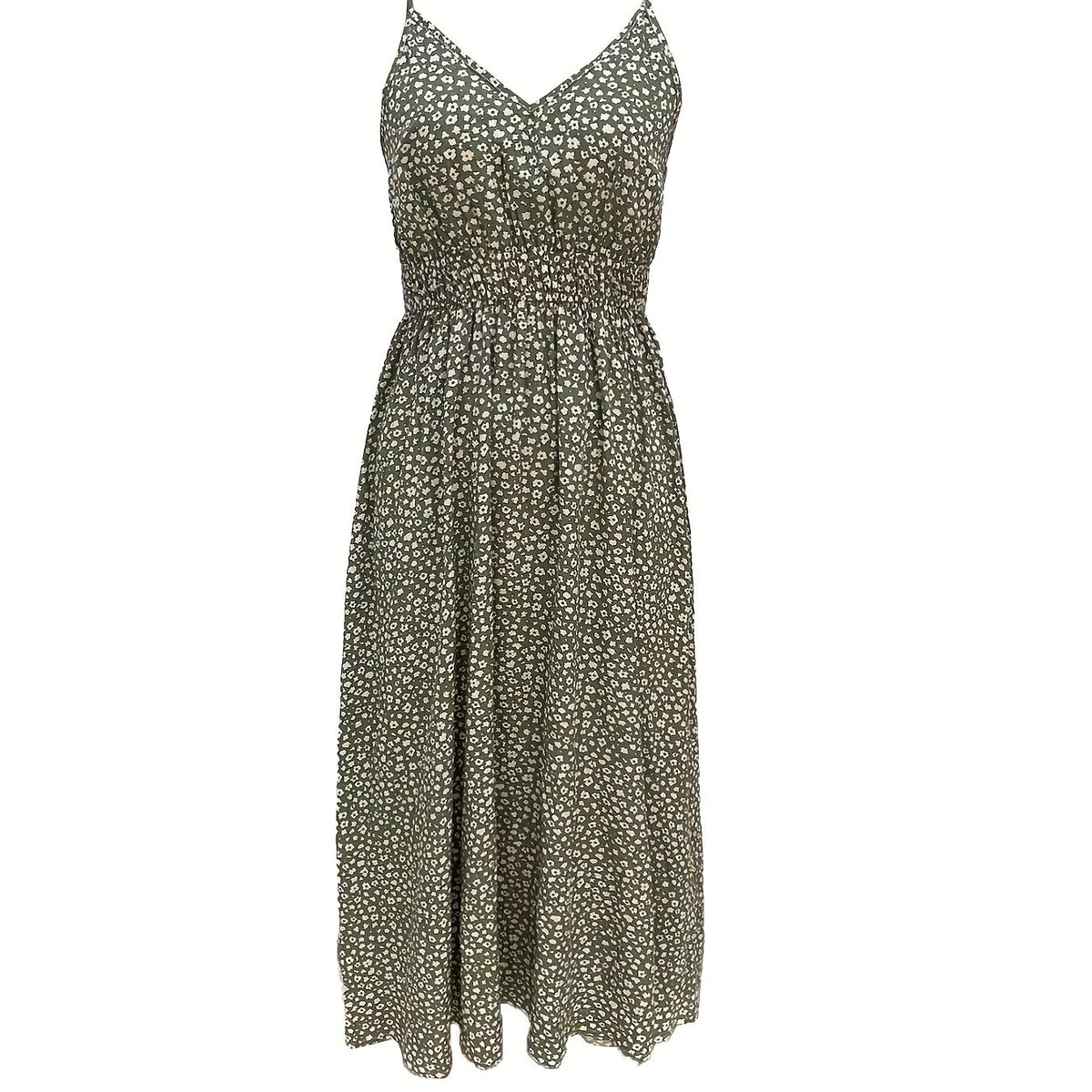 Floral Print Cami Maxi Dress V Neck Slim Waist