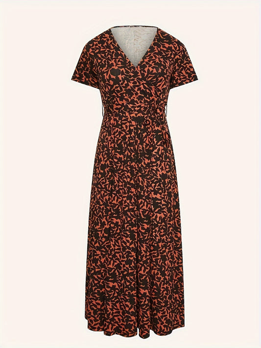  Allover Print Short Sleeve Dress
