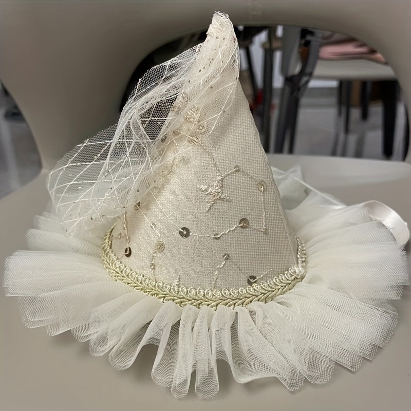 Princess Birthday Hair Accessory with Sequins and Tulle Veil