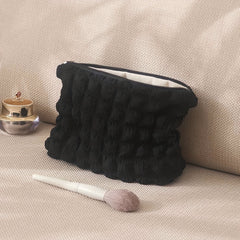 Minimalist Ruched Cosmetic Pouch Solid Carry On Bag