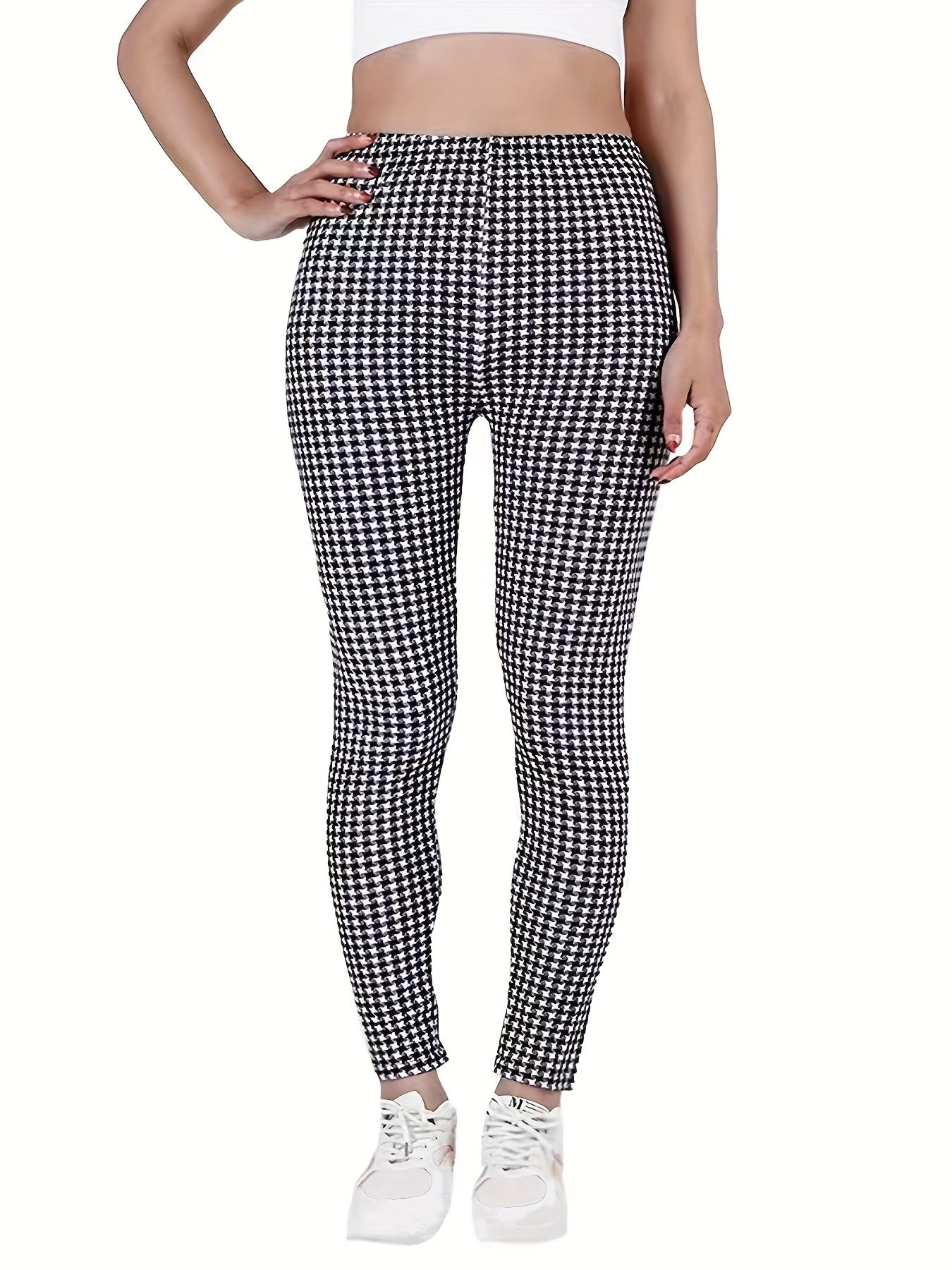  Houndstooth Print High Rise Leggings