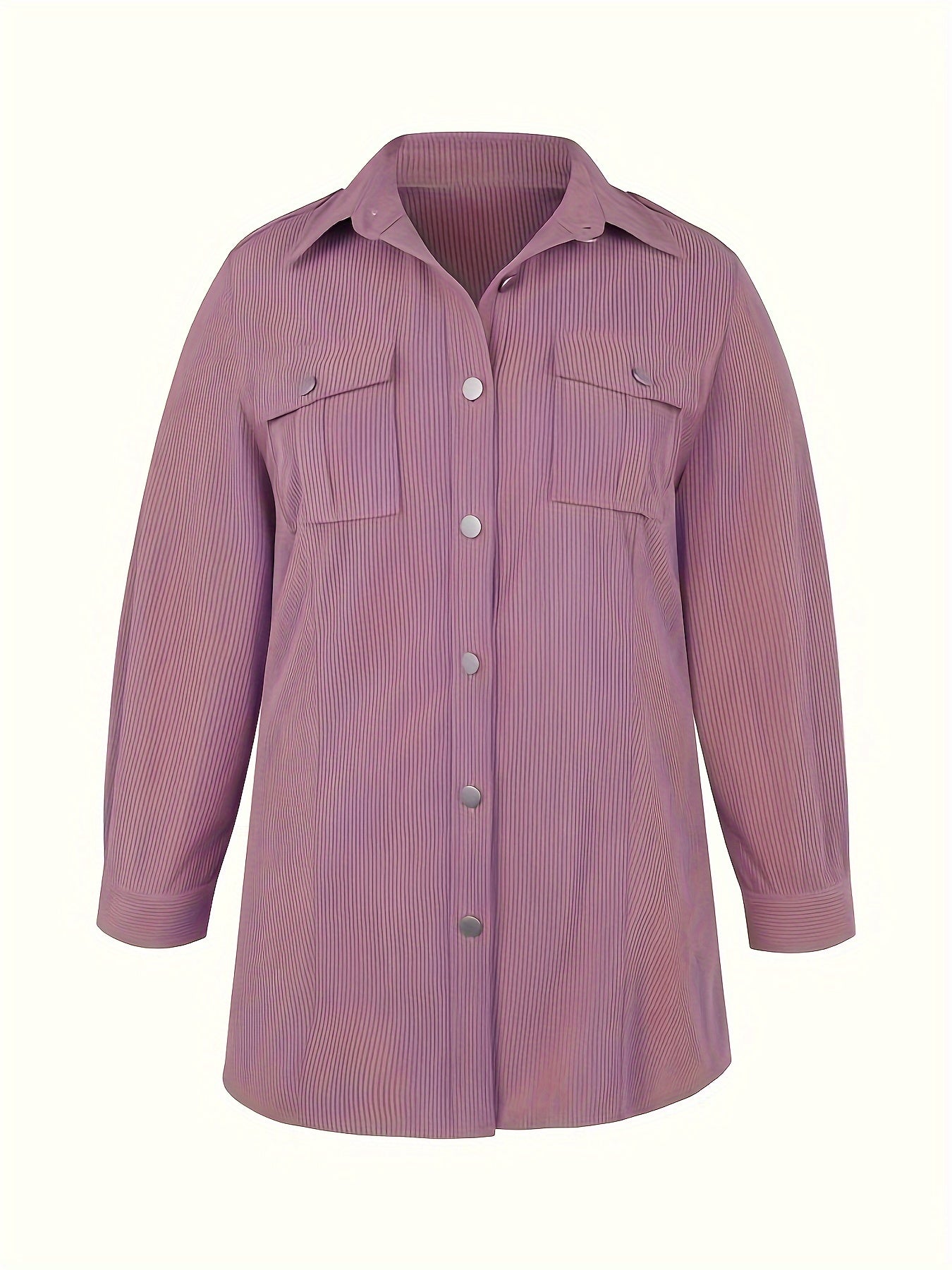  Corduroy Button Up Long Sleeve Shacket