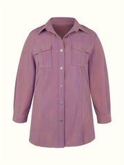  Corduroy Button Up Long Sleeve Shacket
