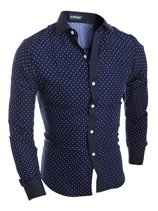 Polka Dot Graphic Print Men's Casual Lapel Shirt