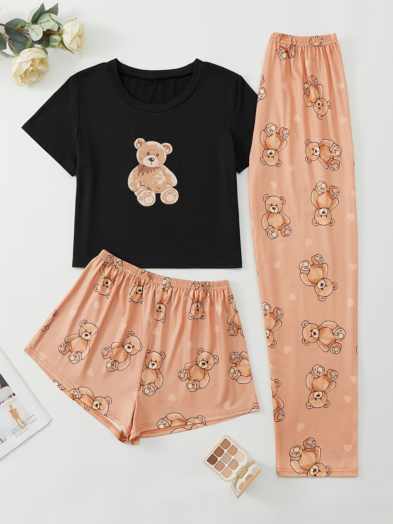 Sloth Print Pajama Set Short Sleeve Crew Neck Top & Shorts Women's Sleepwear